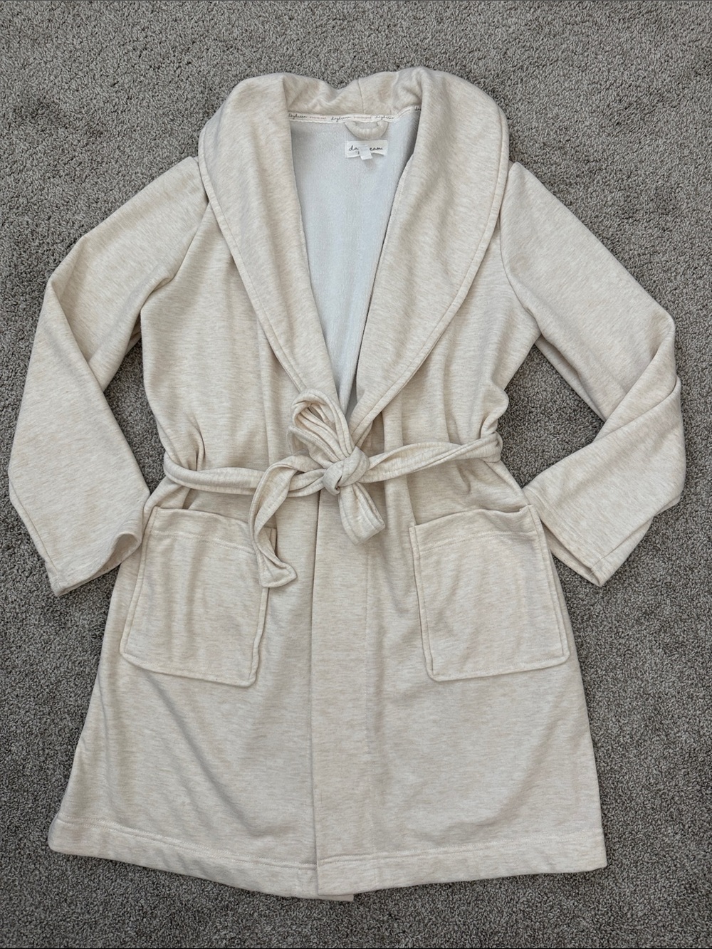 Berkshire Cream Shawl-Collar Robe with Self-Tie Belt